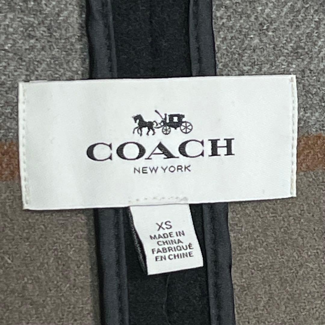 『COACH コーチ』ダッフルコート メルトン ジップアップ ネイビー フード