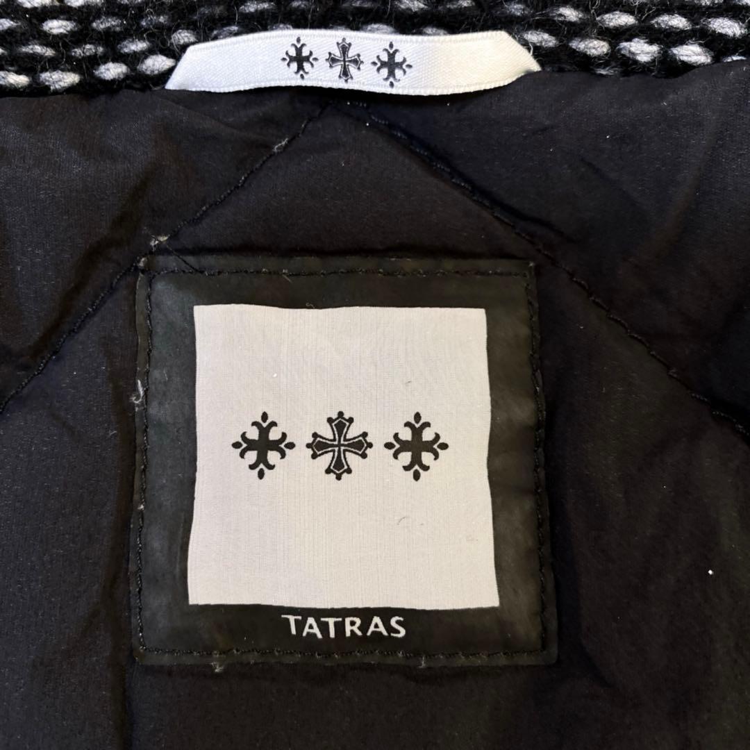 TATRAS ツィードロングダウンコート Aライン ビッグ襟 M相当