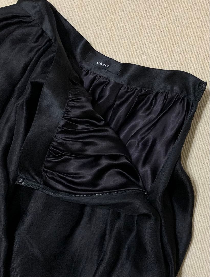 ebure エブール　　シルク　シアー　フレアスカート　ブラック　38 美品