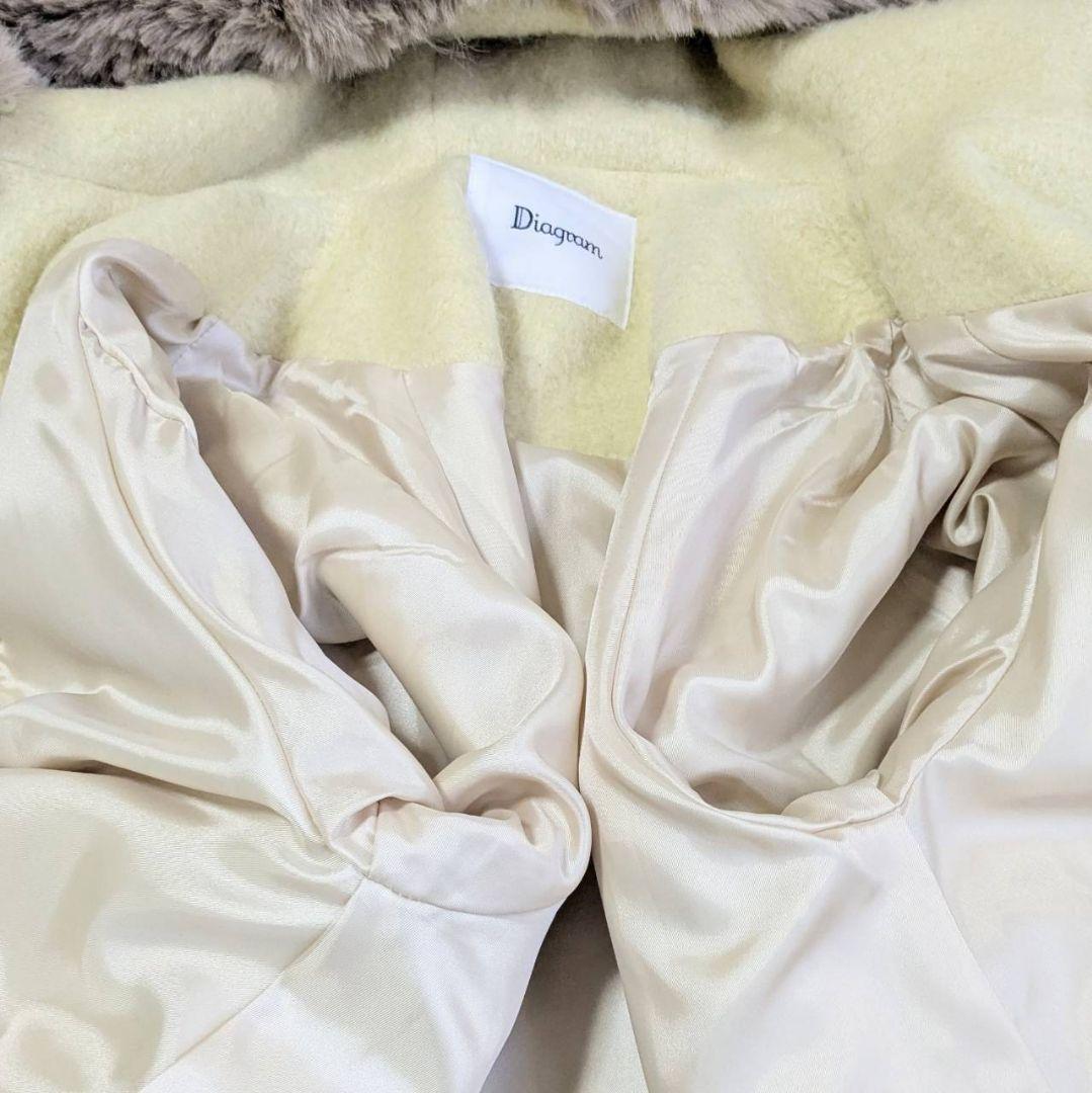 ダイアグラム 2way シャギーフードポンチョ コート ファー イエロー S