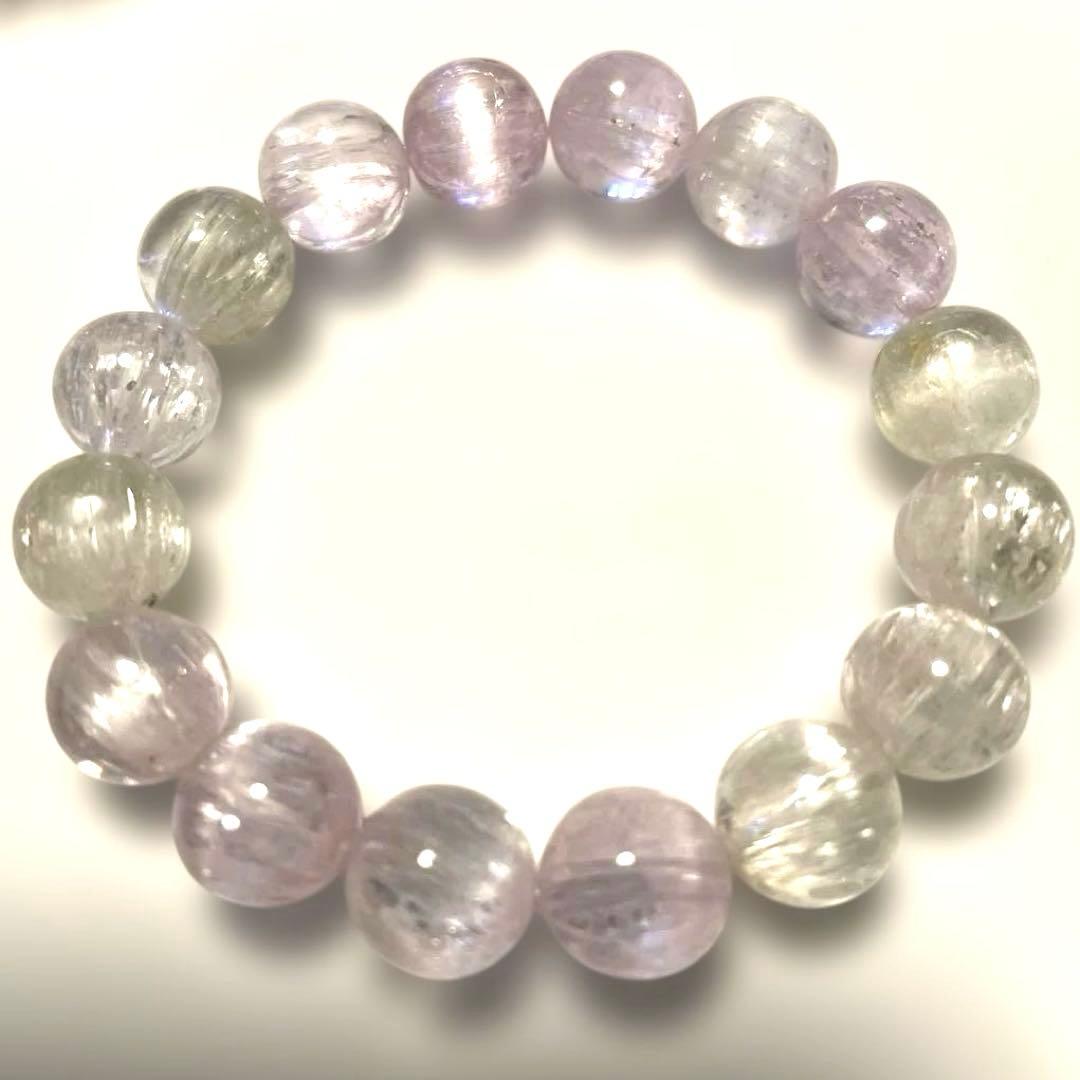 クンツァイトAAA 宝石質10mmブレスレット キャッツアイ効果抜群❗️天然石