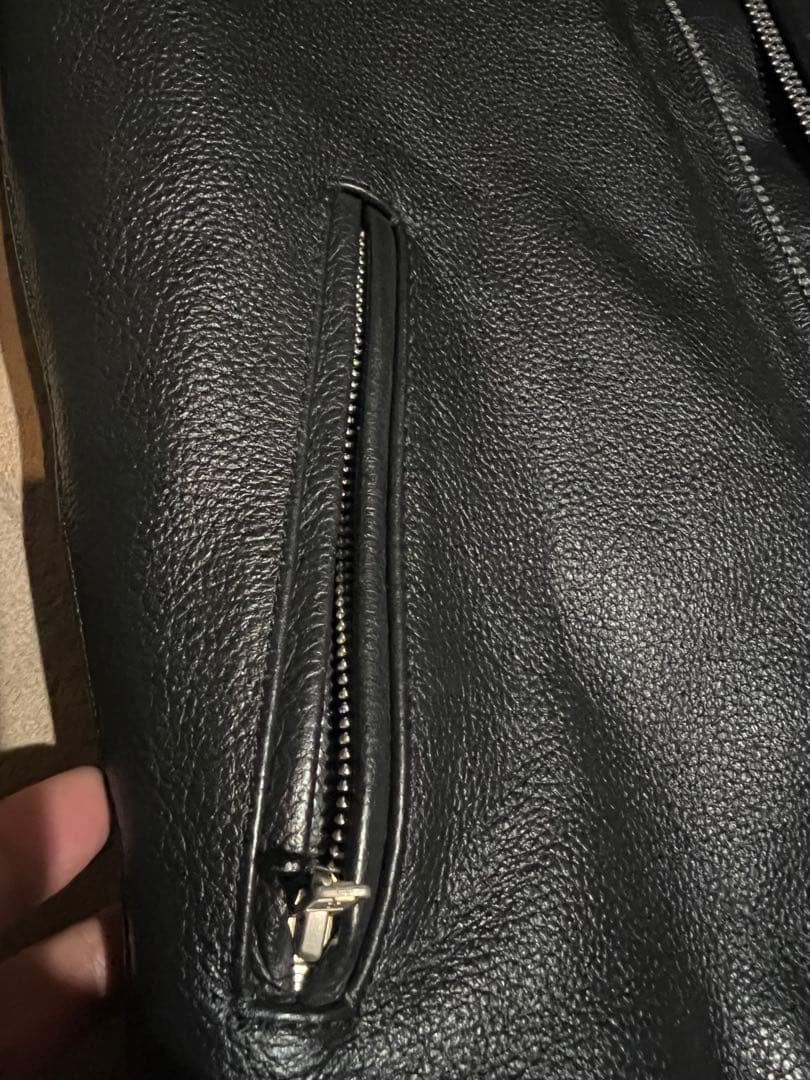 レザー シングルライダースジャケット 黒　バッファロー革　サイズ36