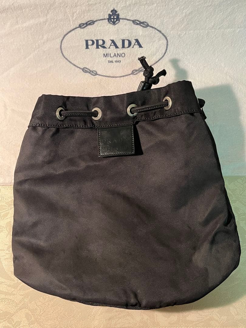 PRADA プラダ 巾着 ポーチ ミニバッグ 白タグ テスート