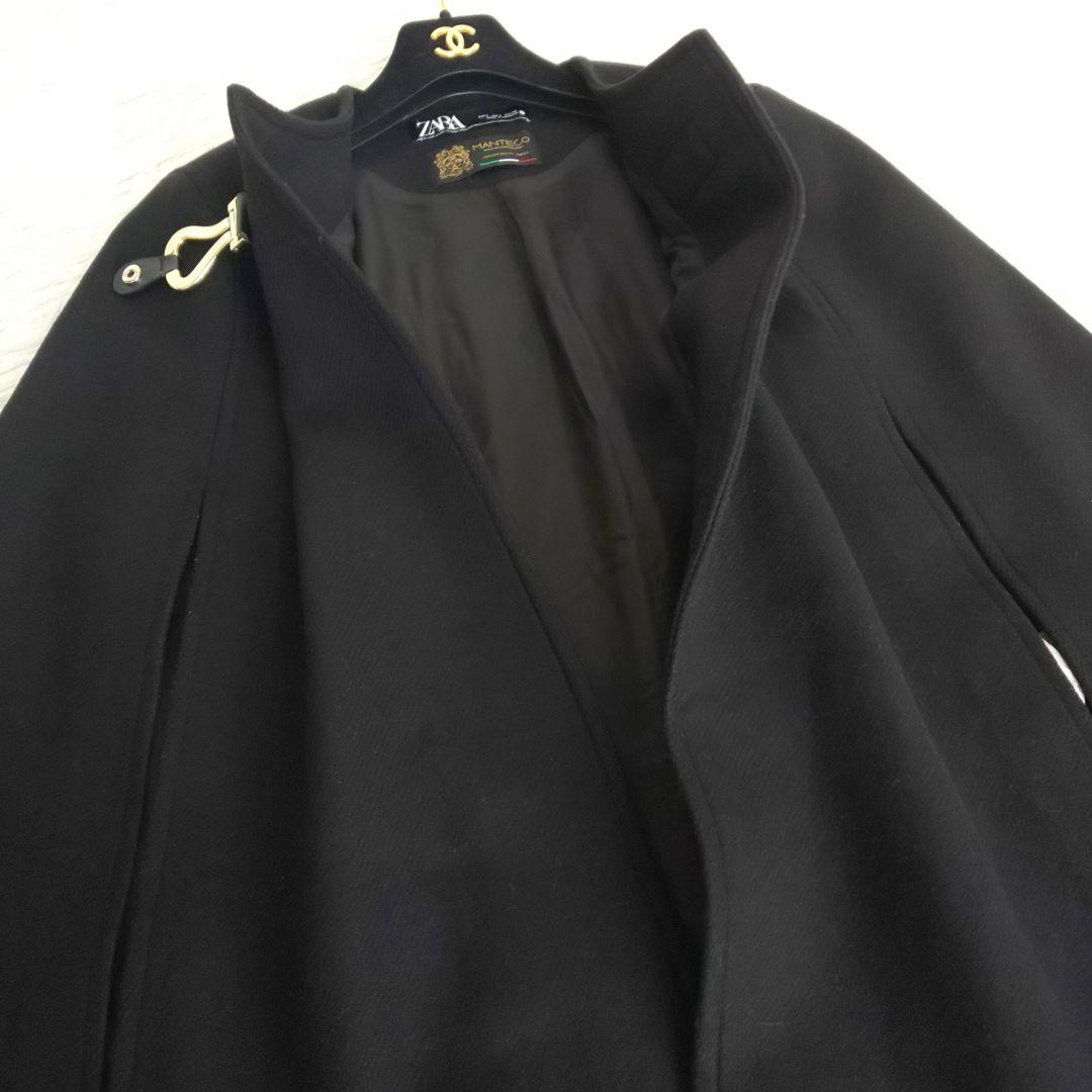 美品 ZARA ポンチョケープ L バックル付きケープコート マンテコ ゴールド