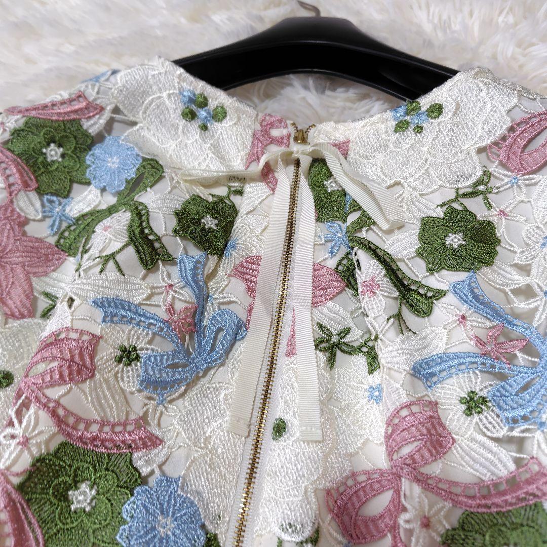 【未使用級♡希少42】ローズティアラジュエル　フラワーケミカルレースワンピース