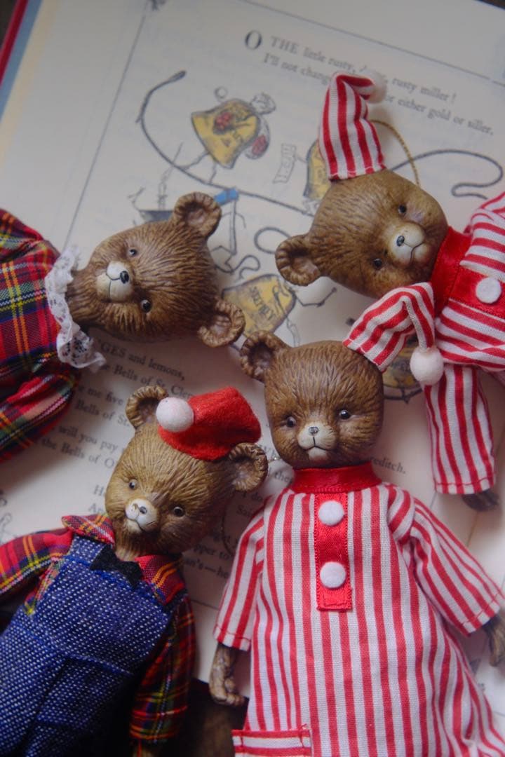 ヴィンテージ チャイナヘッドドール オーナメント テディベア ビスクドール