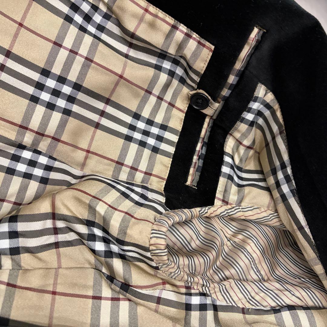 ベロア テーラードジャケット 銀ボタン ノバチェック 細身 黒クラシックタイト系