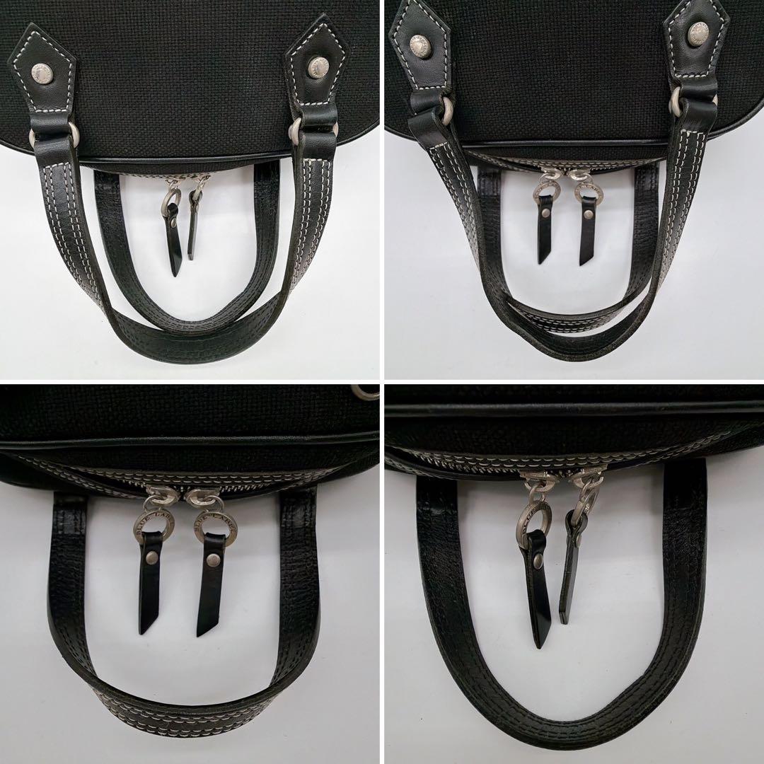 希少【バーバリーブルーレーベル】ミニボストン ハンドバッグ 黒 ピンクホース刺繍