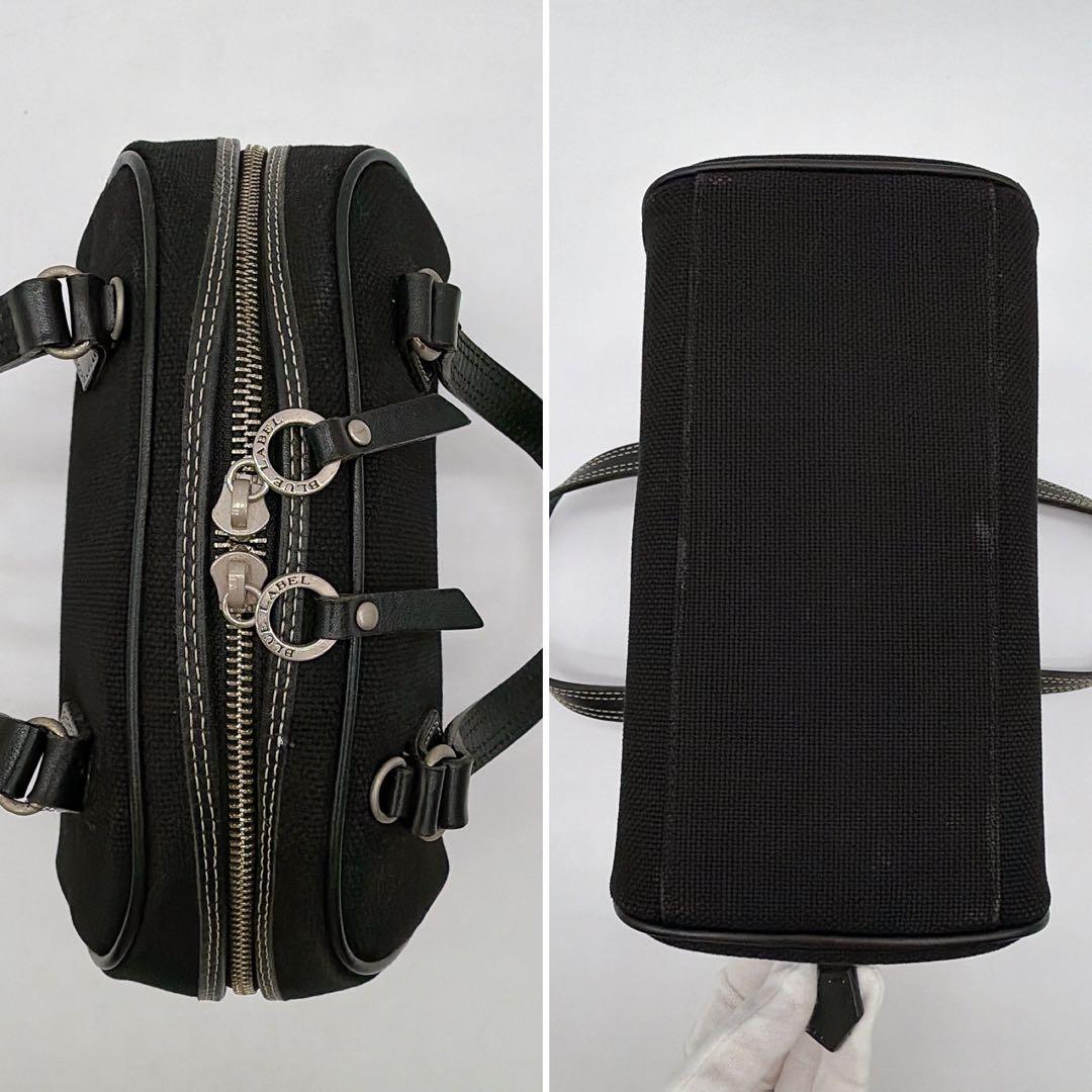 希少【バーバリーブルーレーベル】ミニボストン ハンドバッグ 黒 ピンクホース刺繍