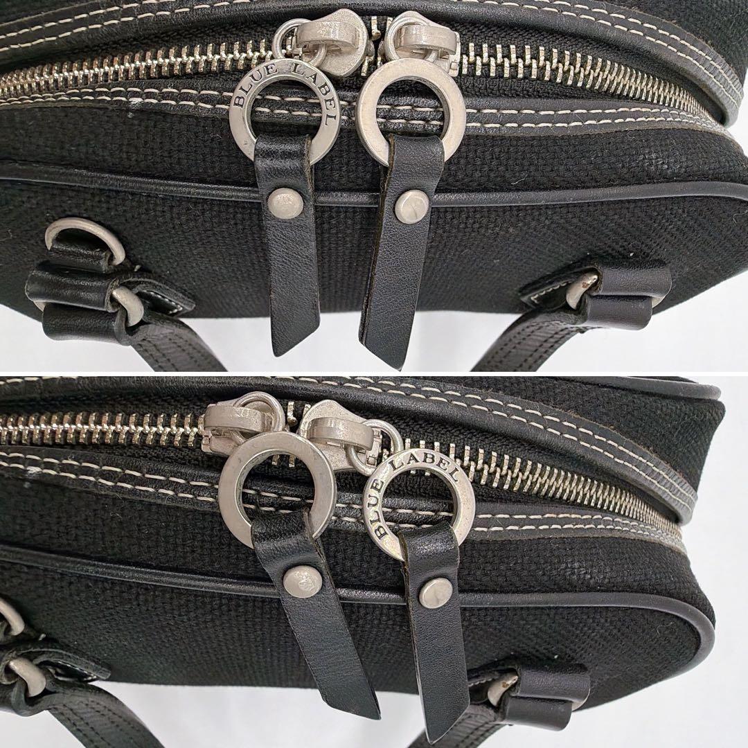 希少【バーバリーブルーレーベル】ミニボストン ハンドバッグ 黒 ピンクホース刺繍