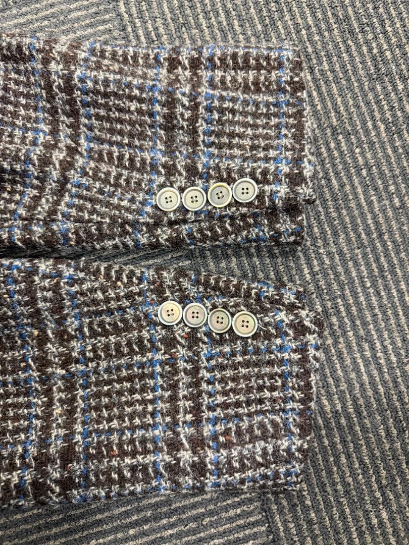 ハ*ー様 ルディーニ　グレンチェック　ツイード調　厚手ウールジャケット　42