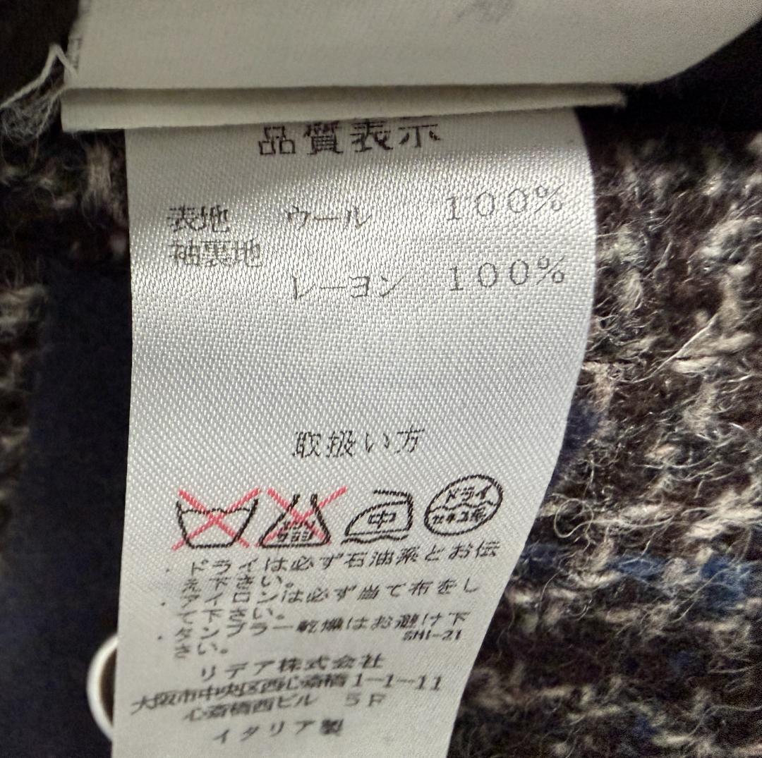 ハ*ー様 ルディーニ　グレンチェック　ツイード調　厚手ウールジャケット　42