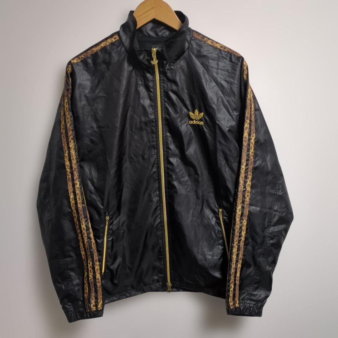 アディダス　ナイロンジャケット　ゴールド　レオパード　トレフォイル　O