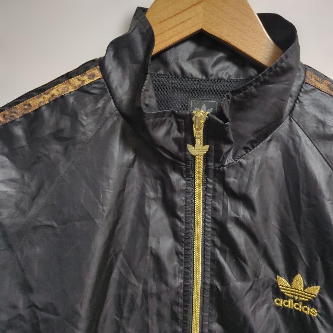 アディダス　ナイロンジャケット　ゴールド　レオパード　トレフォイル　O