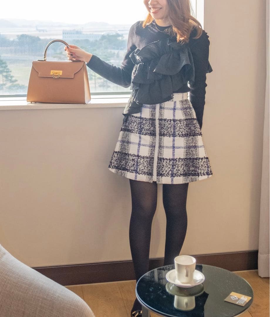 ツイードミニスカート shéller シェリエ チェック - メルカリ