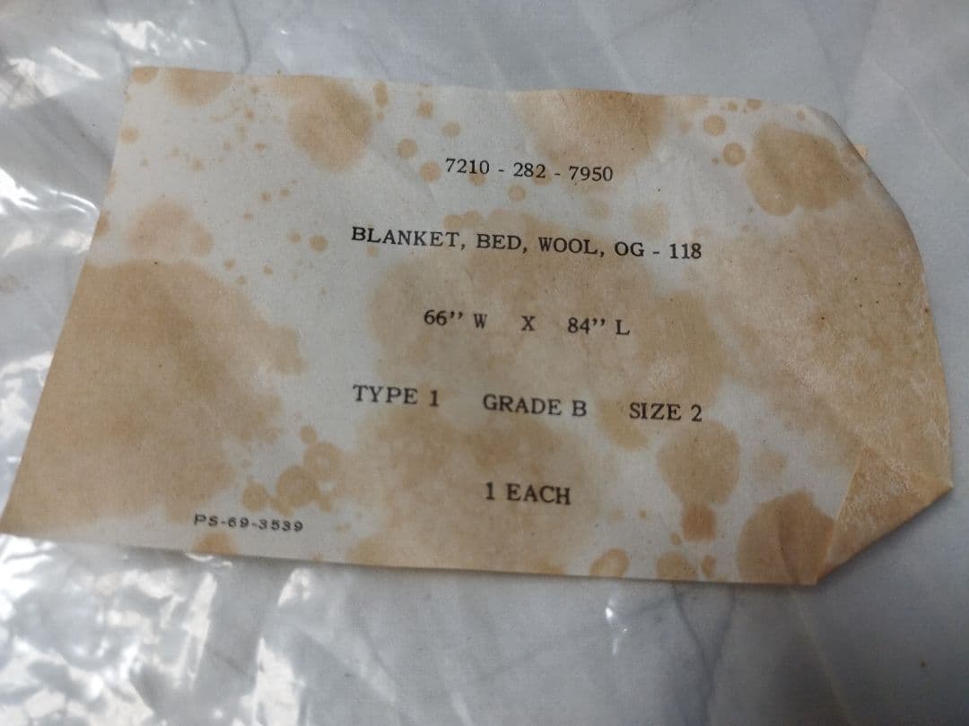 (4965)60s．USブランケット　米軍放出デッドストック　新品未使用レア