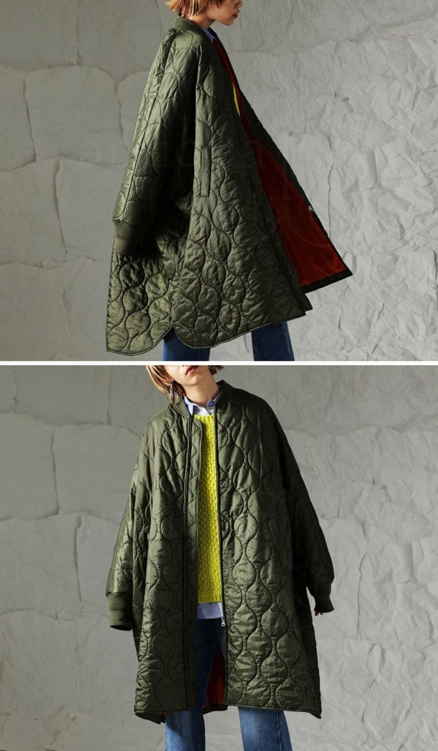 年末までSALE【antipua】キルティング MA-1ポンチョ 完売品◇カーキ