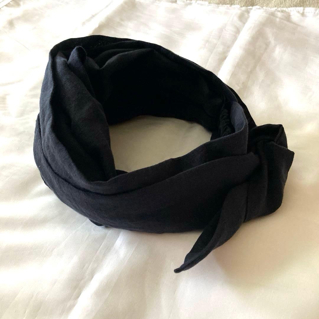 リネンガーゼ アレンジロングリボン ターバン ヘアバンド ヘアターバン