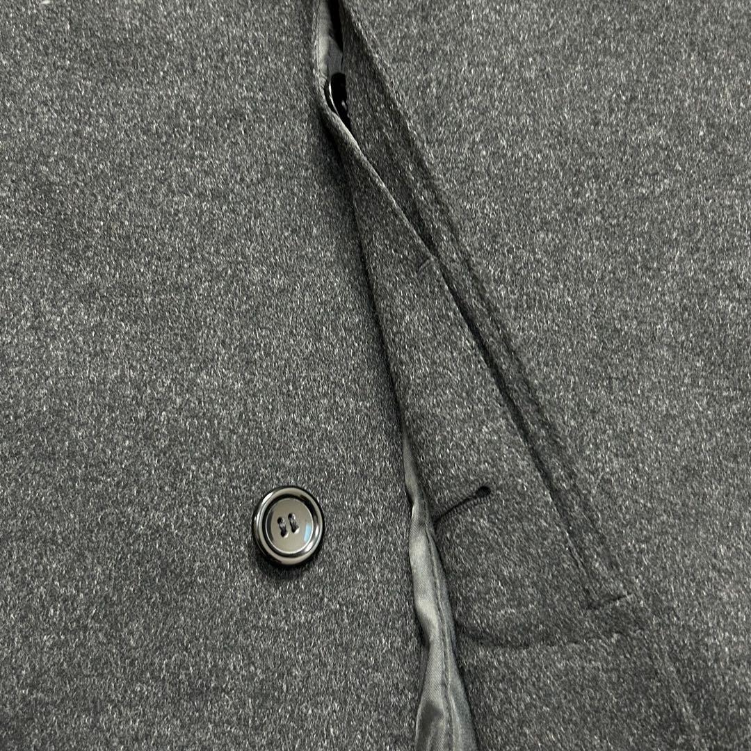 【美品】カシミヤ100% ステンカラーコート ダークグレー 大きいサイズ A7