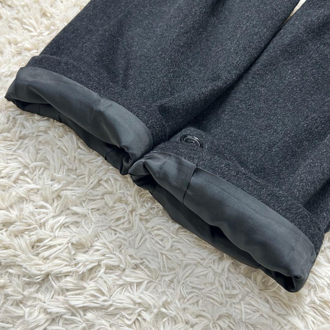 【美品】カシミヤ100% ステンカラーコート ダークグレー 大きいサイズ A7
