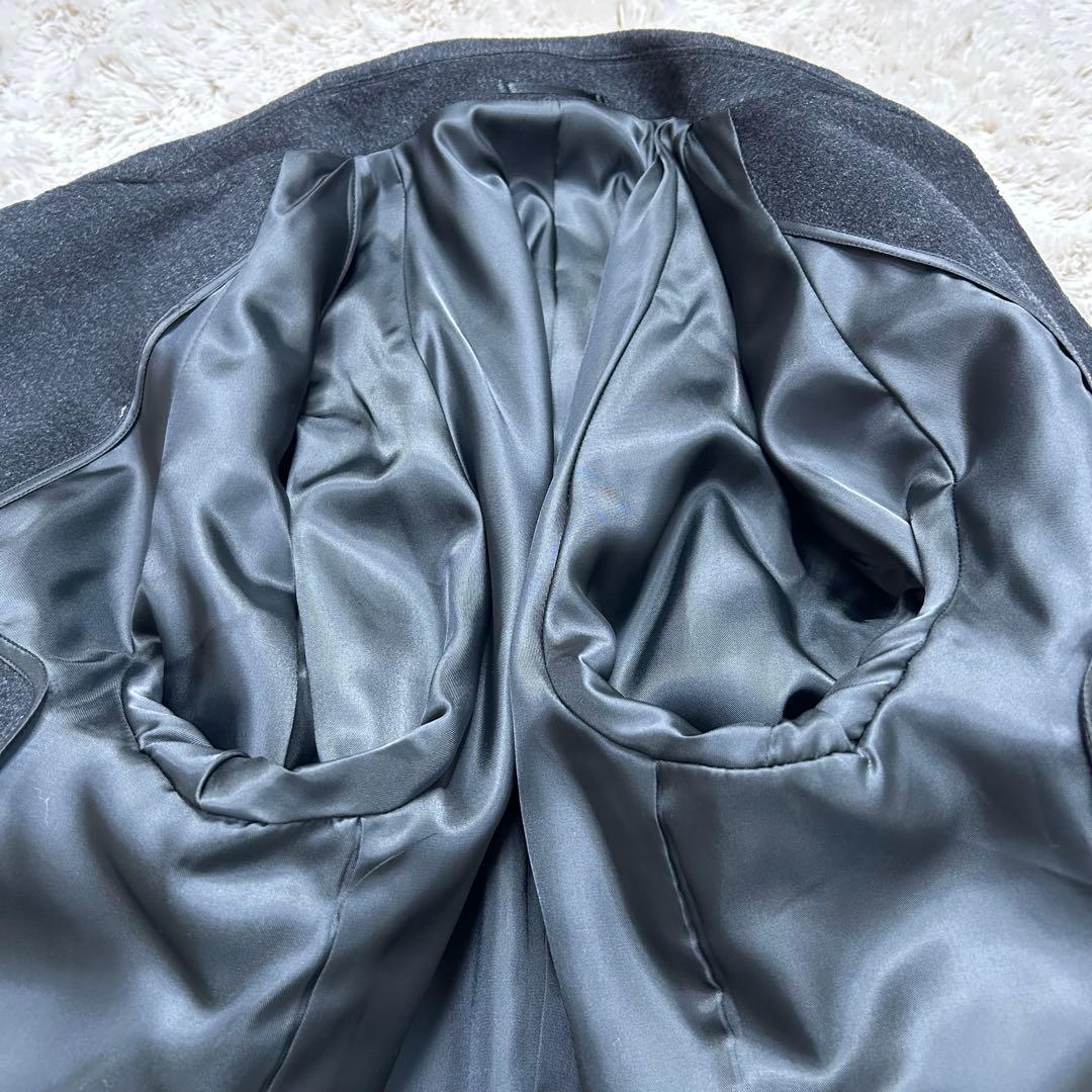 【美品】カシミヤ100% ステンカラーコート ダークグレー 大きいサイズ A7