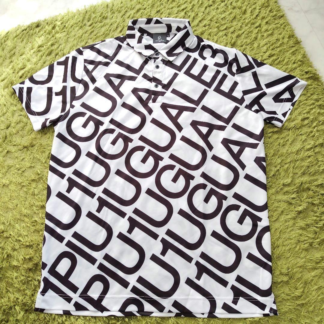 【美品】1PIU1UGUALE3 GOLF ロゴ ポロシャツ 半袖 XL 白黒