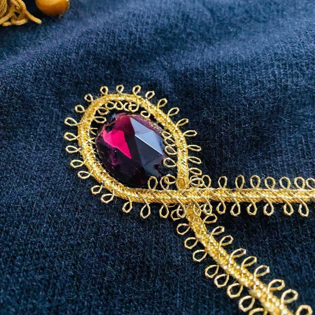 美品 シリンギルド カシミヤ100% ビジュー 刺繍 大判ポンチョ 大きいサイズ