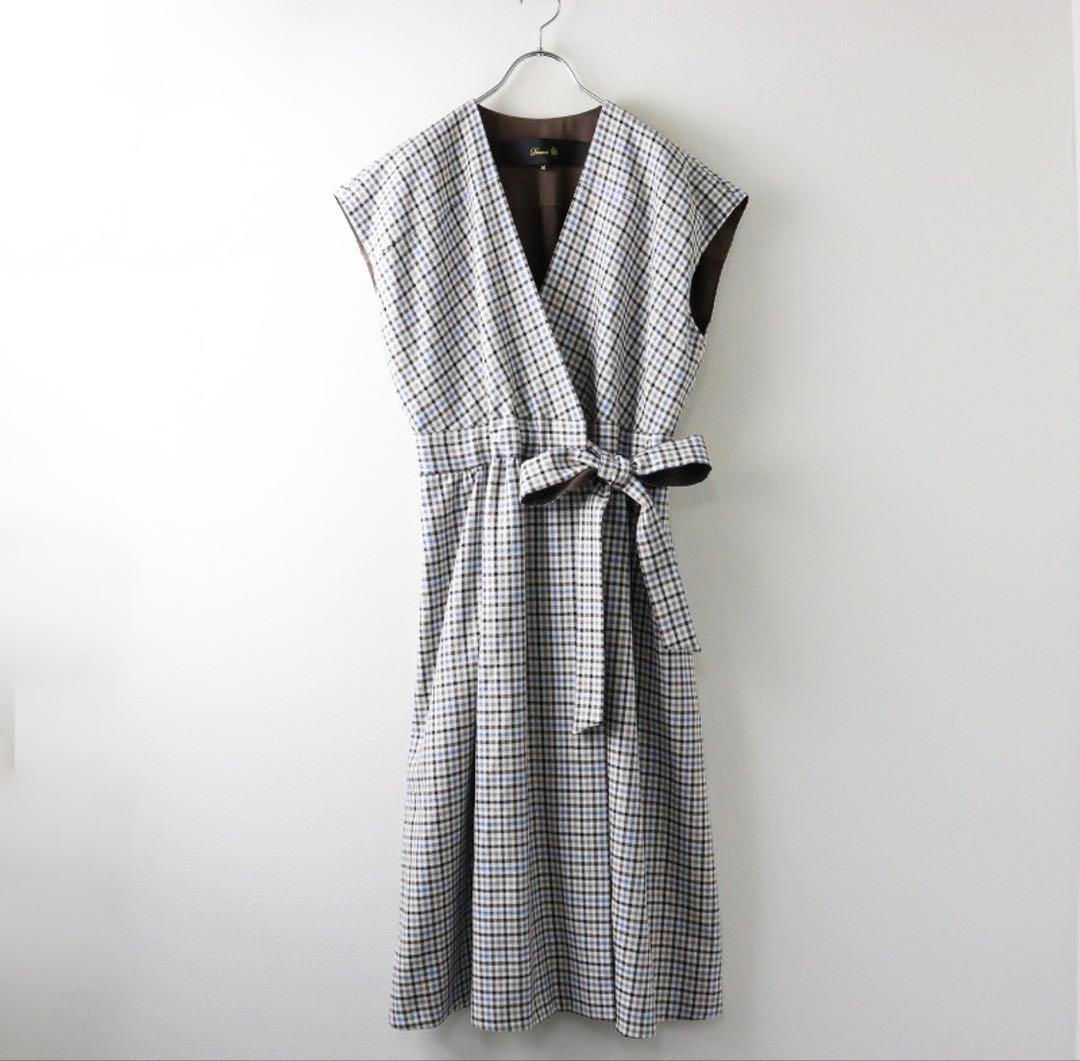 美品 ドゥロワー ウールチェックワンピース 36 美品 ドゥロワー ウール