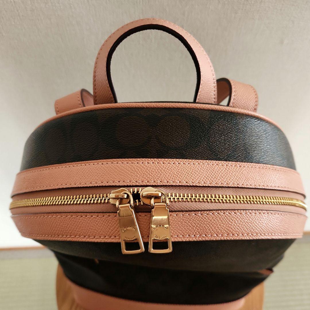 【美品】COACH レザーバックパック ダークブラウン＆ピンク