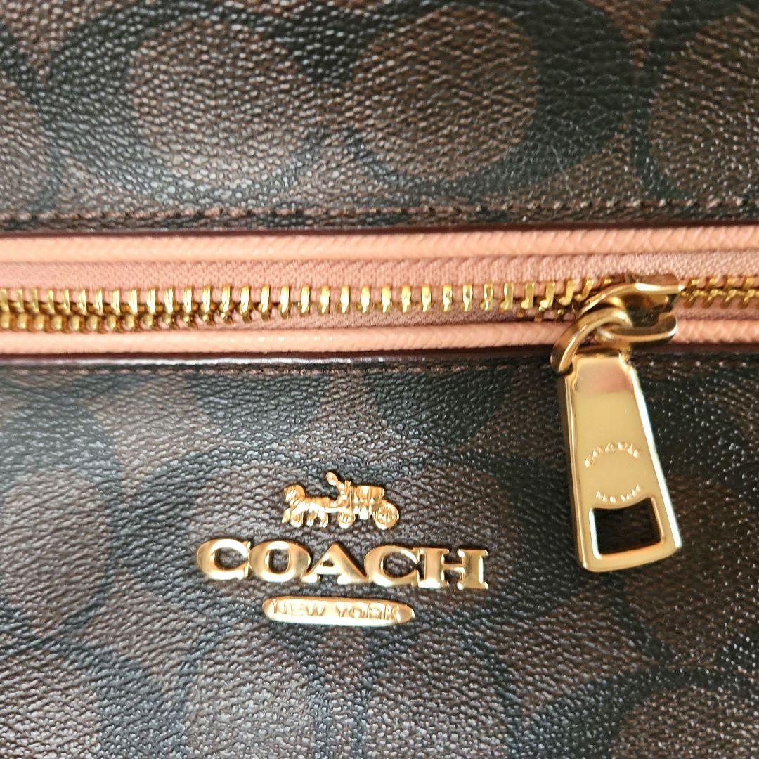 【美品】COACH レザーバックパック ダークブラウン＆ピンク