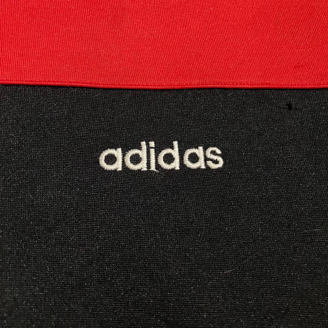 adidas 90s トラックジャケット L相当 赤黒 ワイドシルエット**