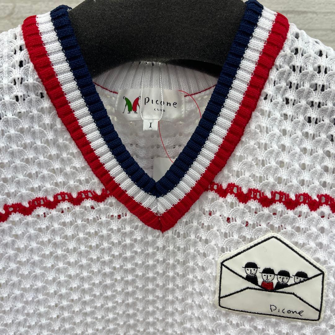 Picone メッシュベスト ホワイト/レッド/ネイビー サイズI