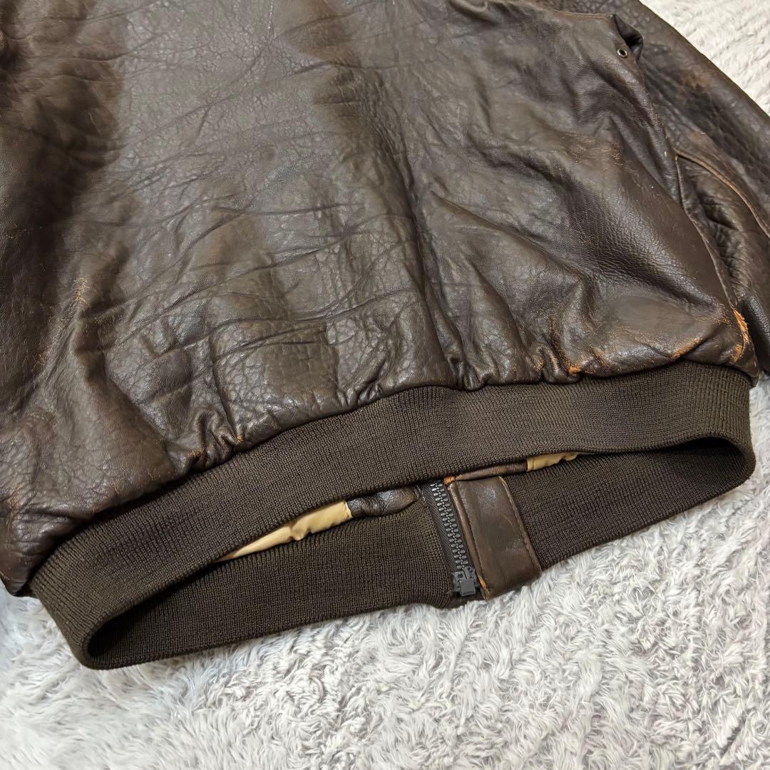 AVIREX A-2 フライトジャケット　ラムレザー　刺繍　短丈　90s M