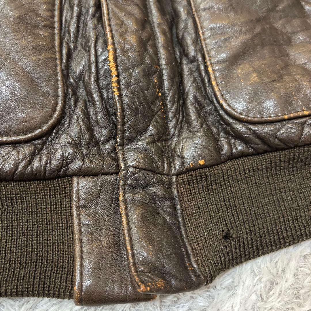 AVIREX A-2 フライトジャケット　ラムレザー　刺繍　短丈　90s M