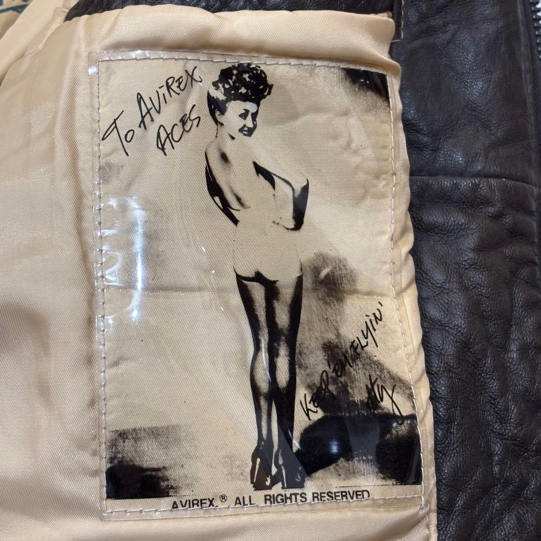 AVIREX A-2 フライトジャケット　ラムレザー　刺繍　短丈　90s M