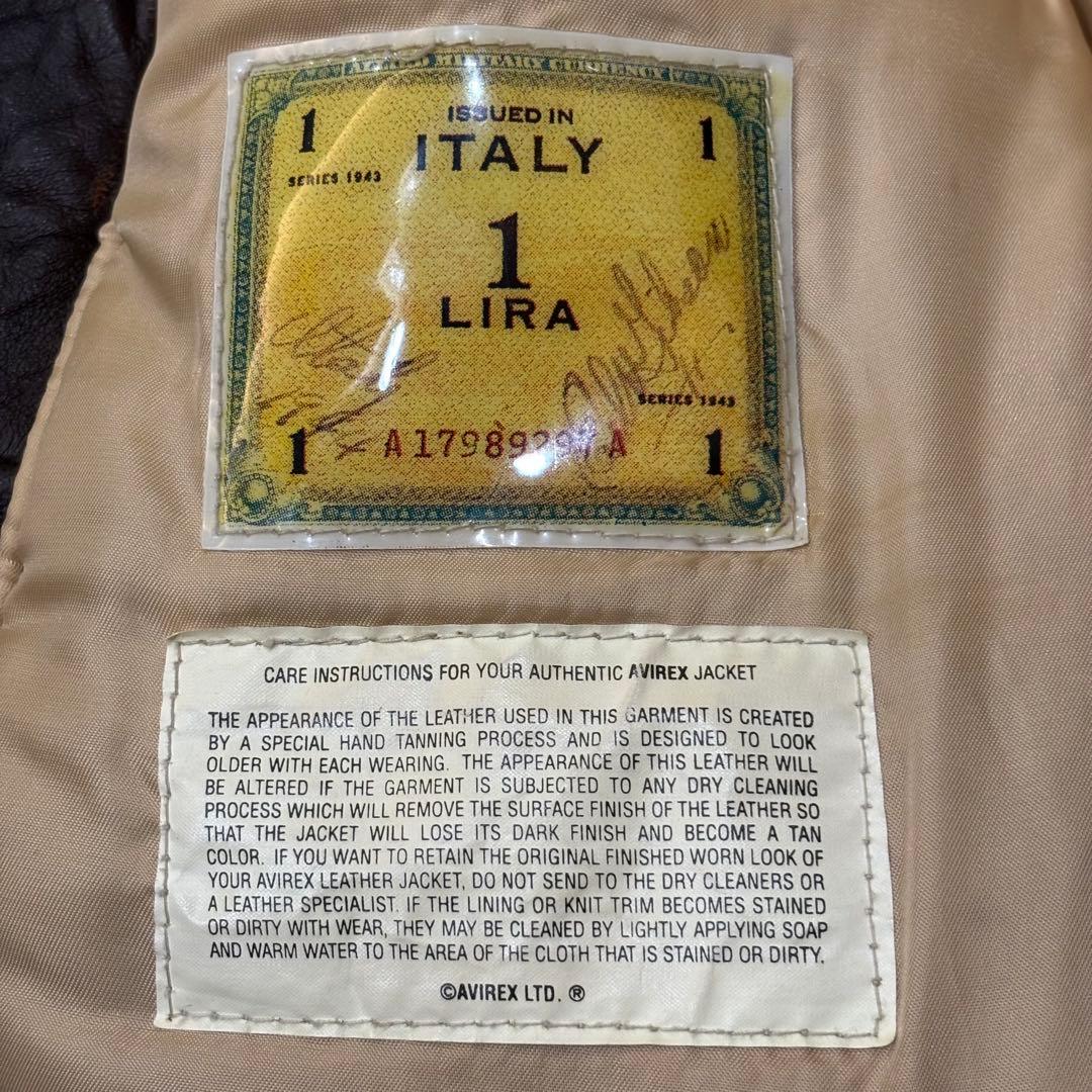 AVIREX A-2 フライトジャケット　ラムレザー　刺繍　短丈　90s M