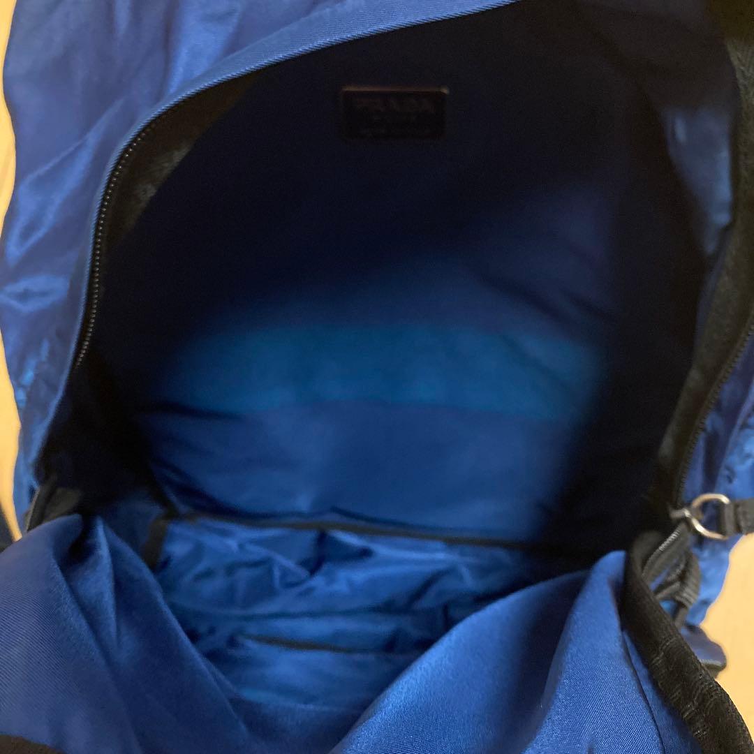 値下げ【未使用、やや難あり】PRADA 青リュック・バックパック　保存袋ステート