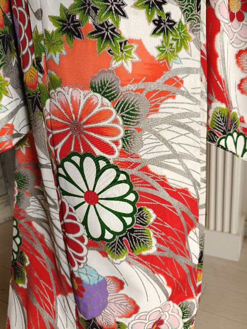 アンティークレトロポップな着物と黒地だらり帯セット