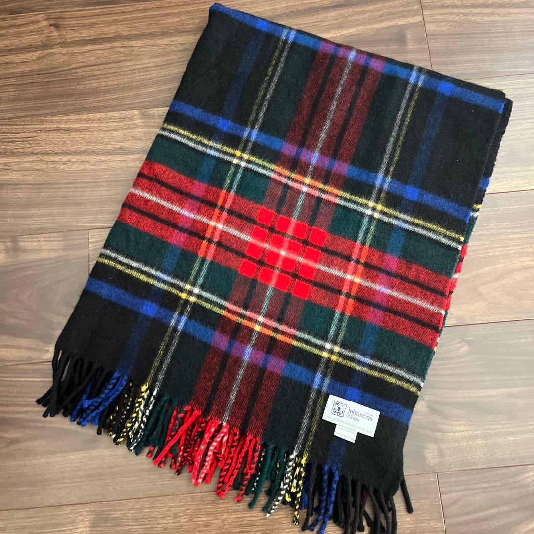 Johnstons of Elgin カシミヤ大判ストール ブラックスチュアート