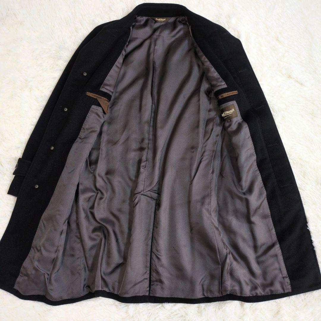 高級 ポールスチュアート カシミヤ 100% ステンカラーコート ブラック 黒