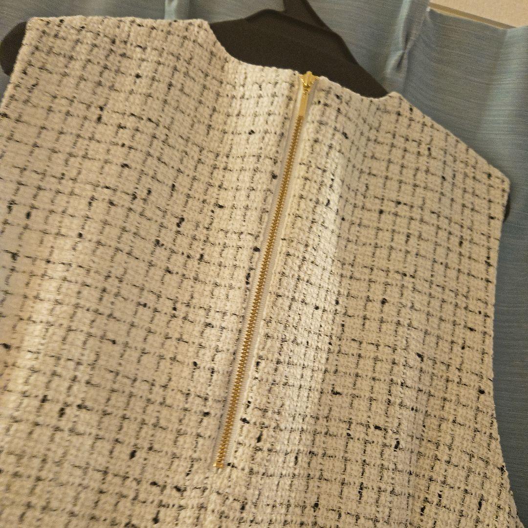 Apuweiser-riche2025冬最新ツイードプリーツジャンスカワンピーM