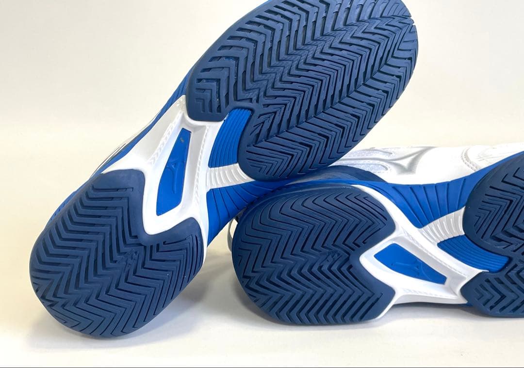 ミズノ【24.5cm】61GA231529 テニスシューズ ワイドモデル 白×青