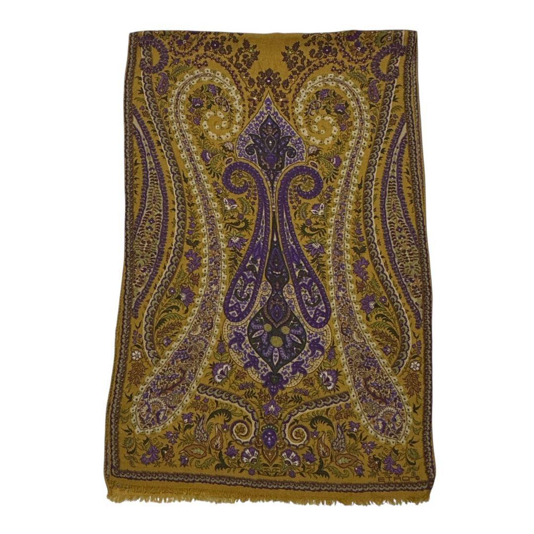 美品✨ETRO エトロ シルク混 イタリア製 大判ストール スカーフ ペイズリー