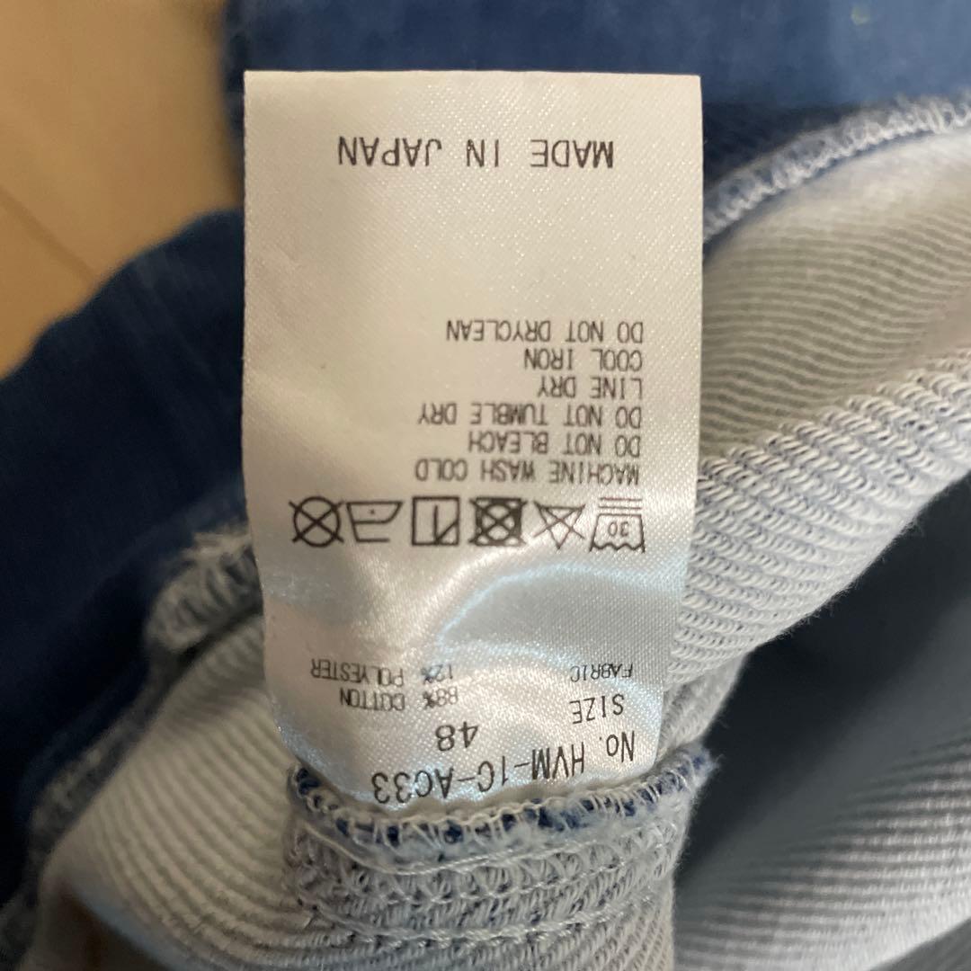 日本製　ホーンガーメント　ビンテージ加工カットデニムスウェット　セットアップ