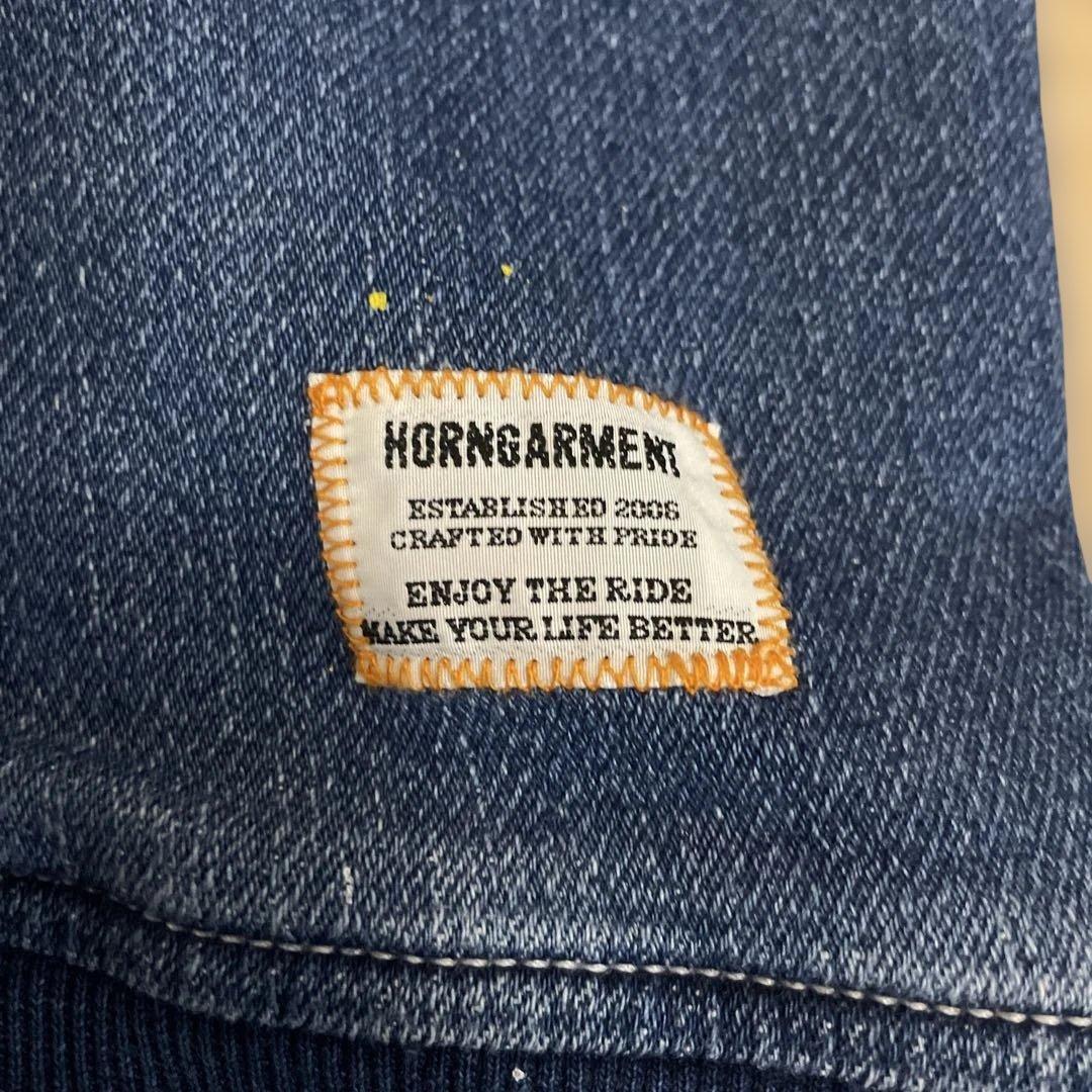 日本製　ホーンガーメント　ビンテージ加工カットデニムスウェット　セットアップ