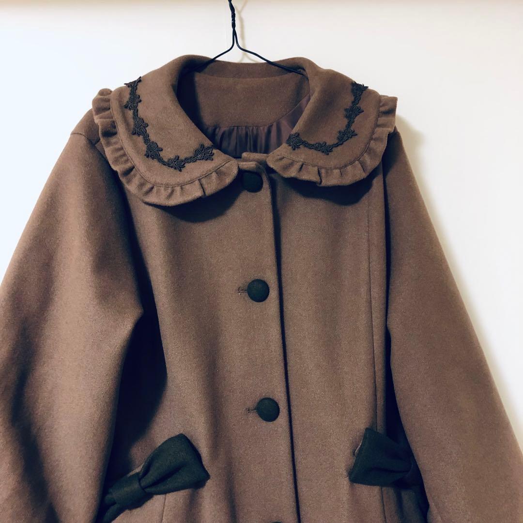 未使用品 青木美沙子 しまむら ロングコート ブラウン 3Lサイズ