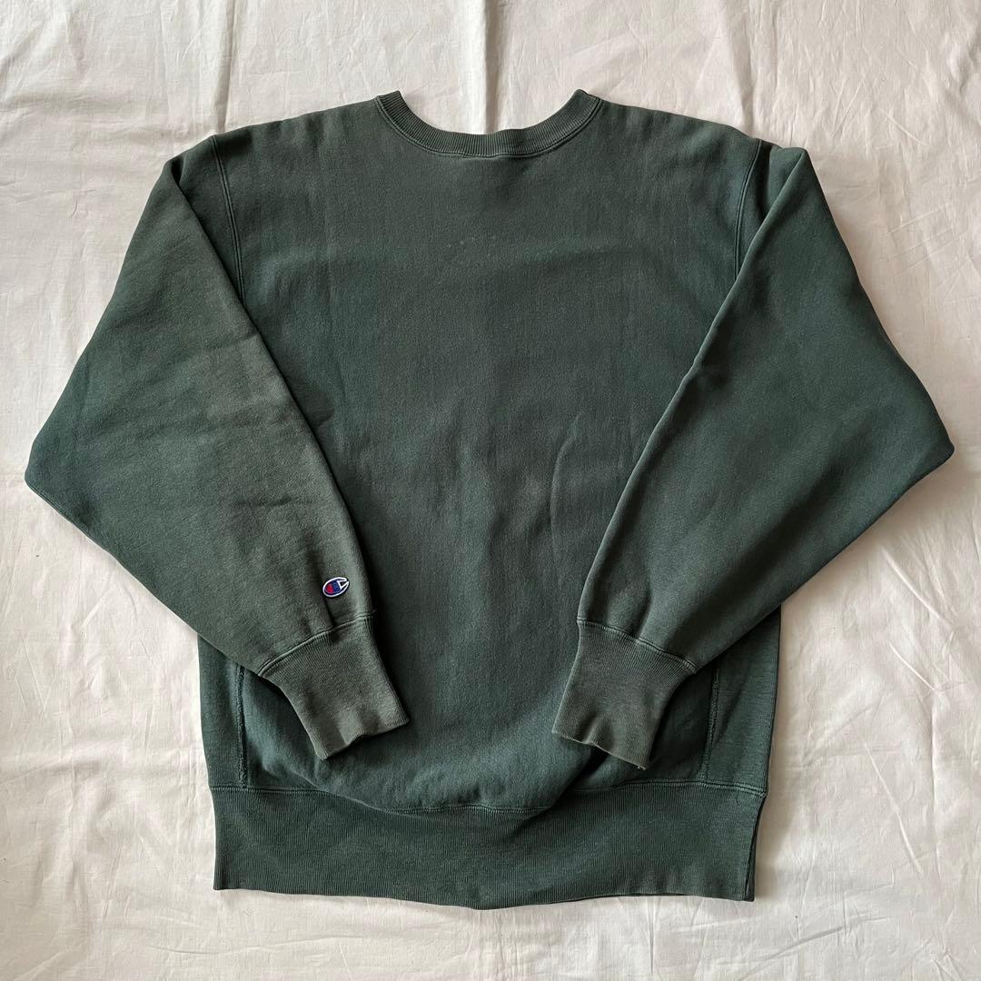 90s リバースウィーブ 深緑 USA製 フェード　reverse weave