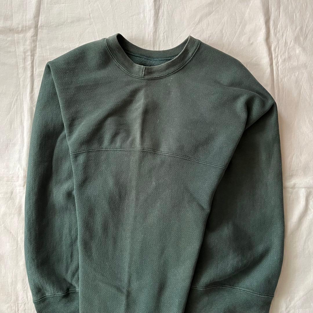 90s リバースウィーブ 深緑 USA製 フェード　reverse weave