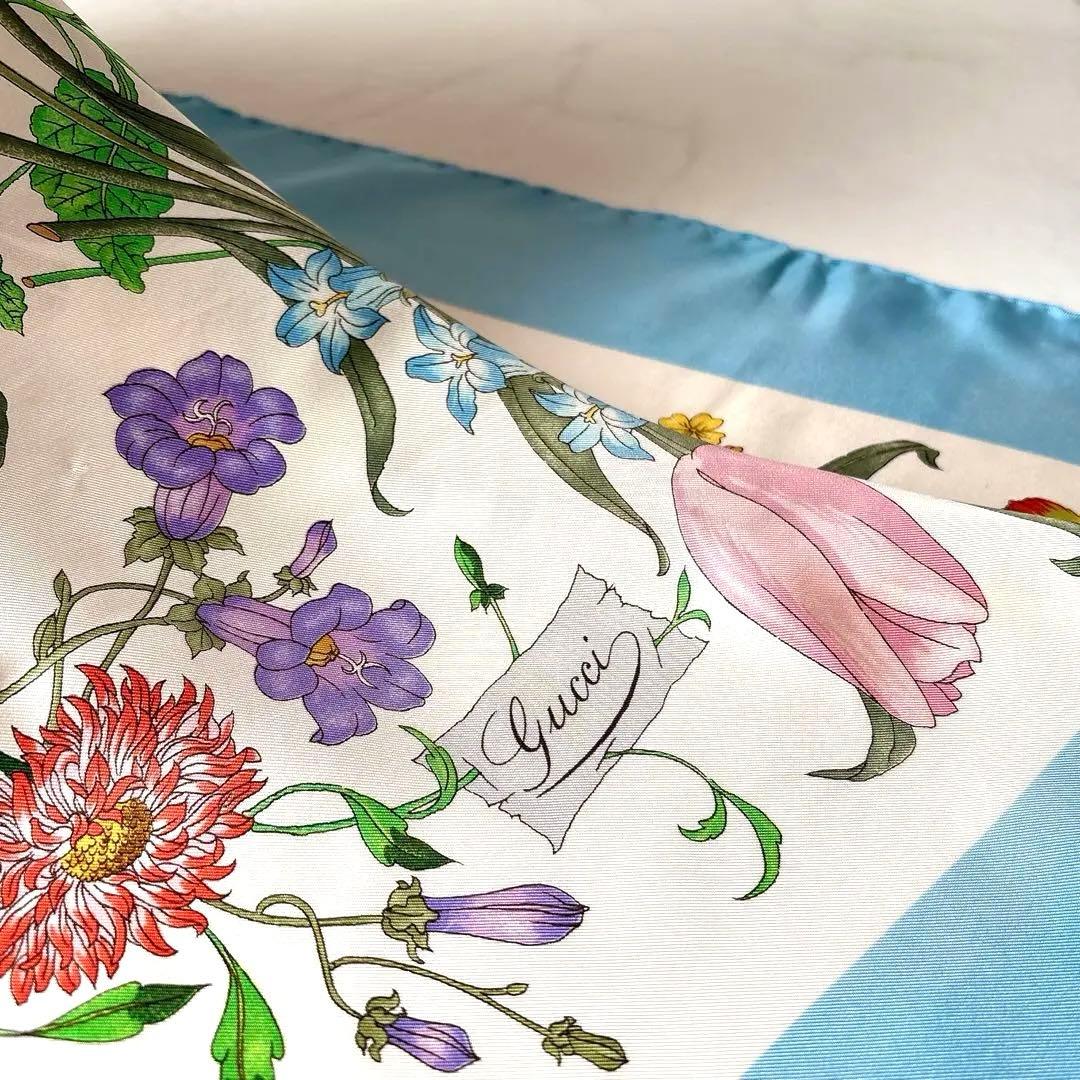 春夏 GUCCI 花と昆虫 大判 スカーフ ヴィンテージ フローラ イタリア製