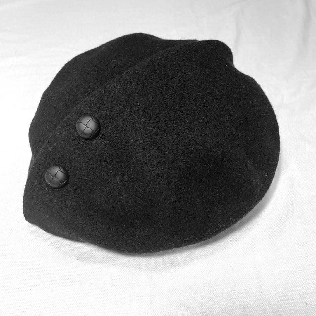 CA4LA ボタン付きベレー帽 ウール ブラック free - メルカリ